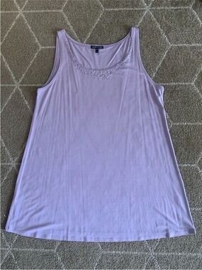 EILEEN FISHER Tank Top L Lavender Stretch Silk Scoop Neck Sequin Embellished